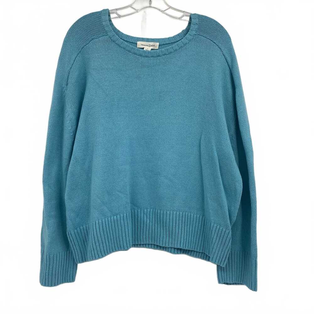 Treasure & Bond Blue Knit Pullover | Women’s L Cotton Blend Knit